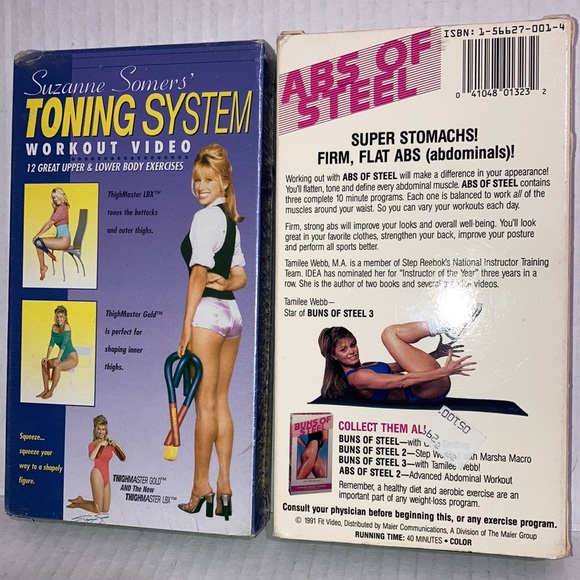 Vintage workout VHS. Abs of Steel (1991) and Suzanne Somers Toning (Toning) - Picture 2 of 3